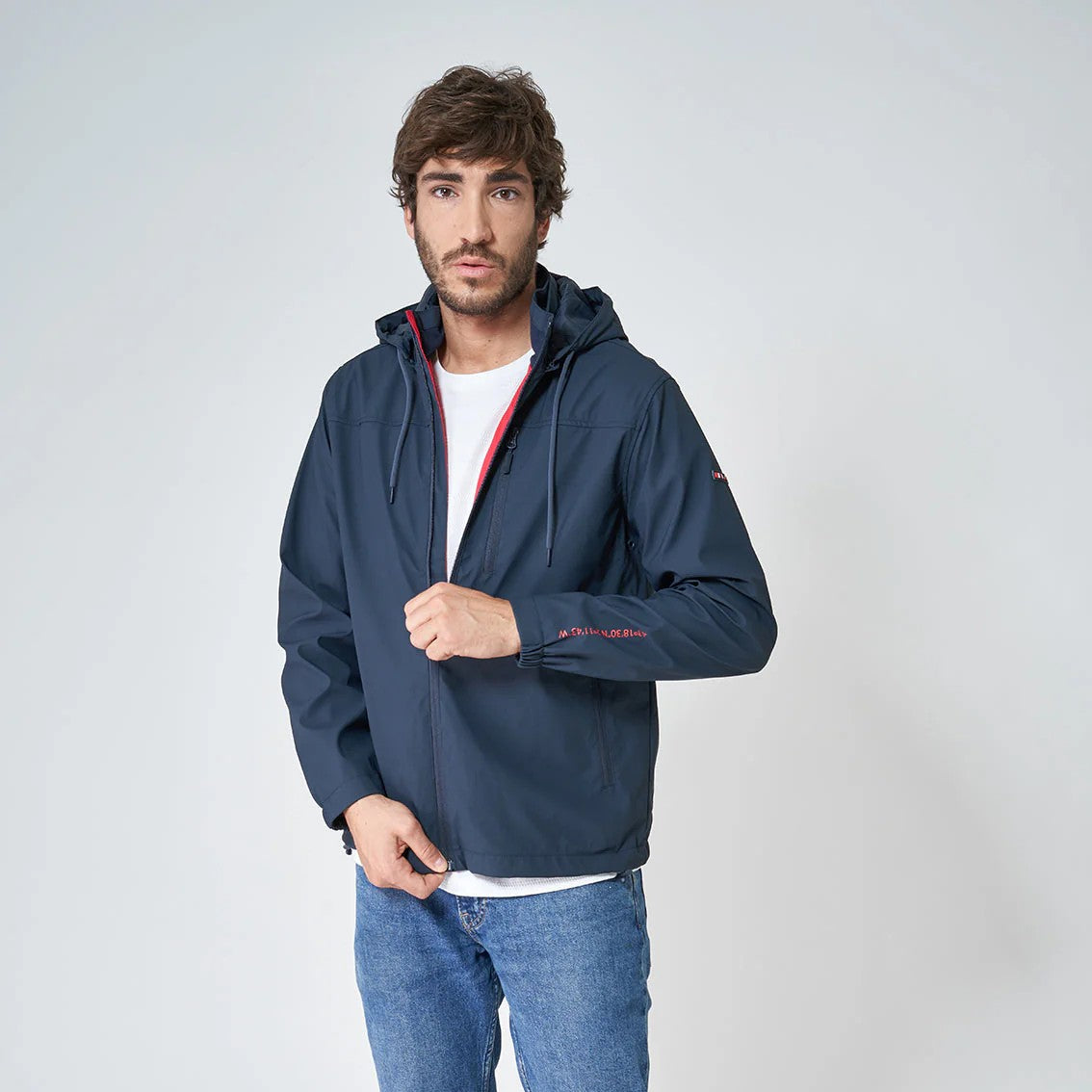 Lightweight Nautical Raincoat with Coordinates for Men