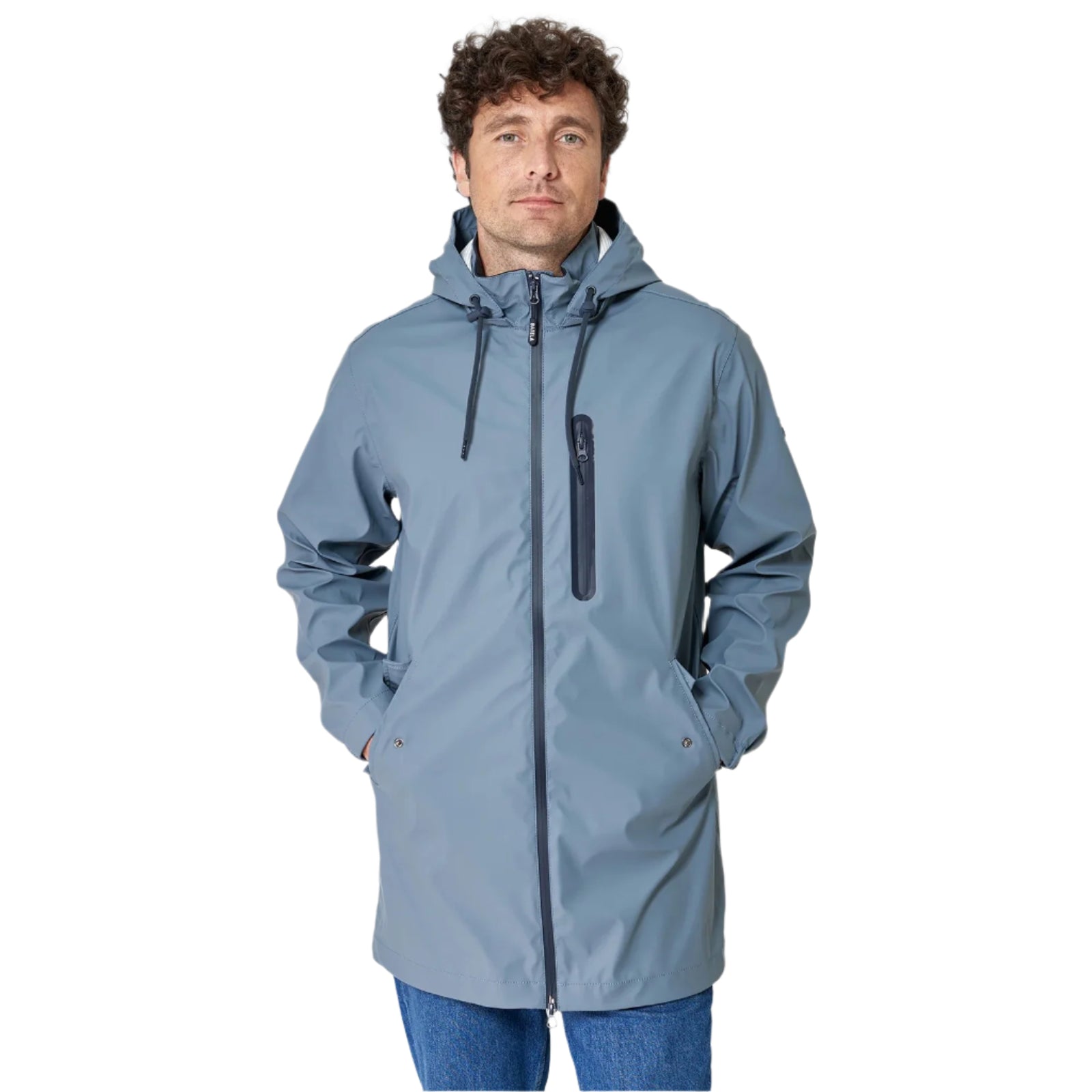 Long Raincoat with Removable Hood for Men