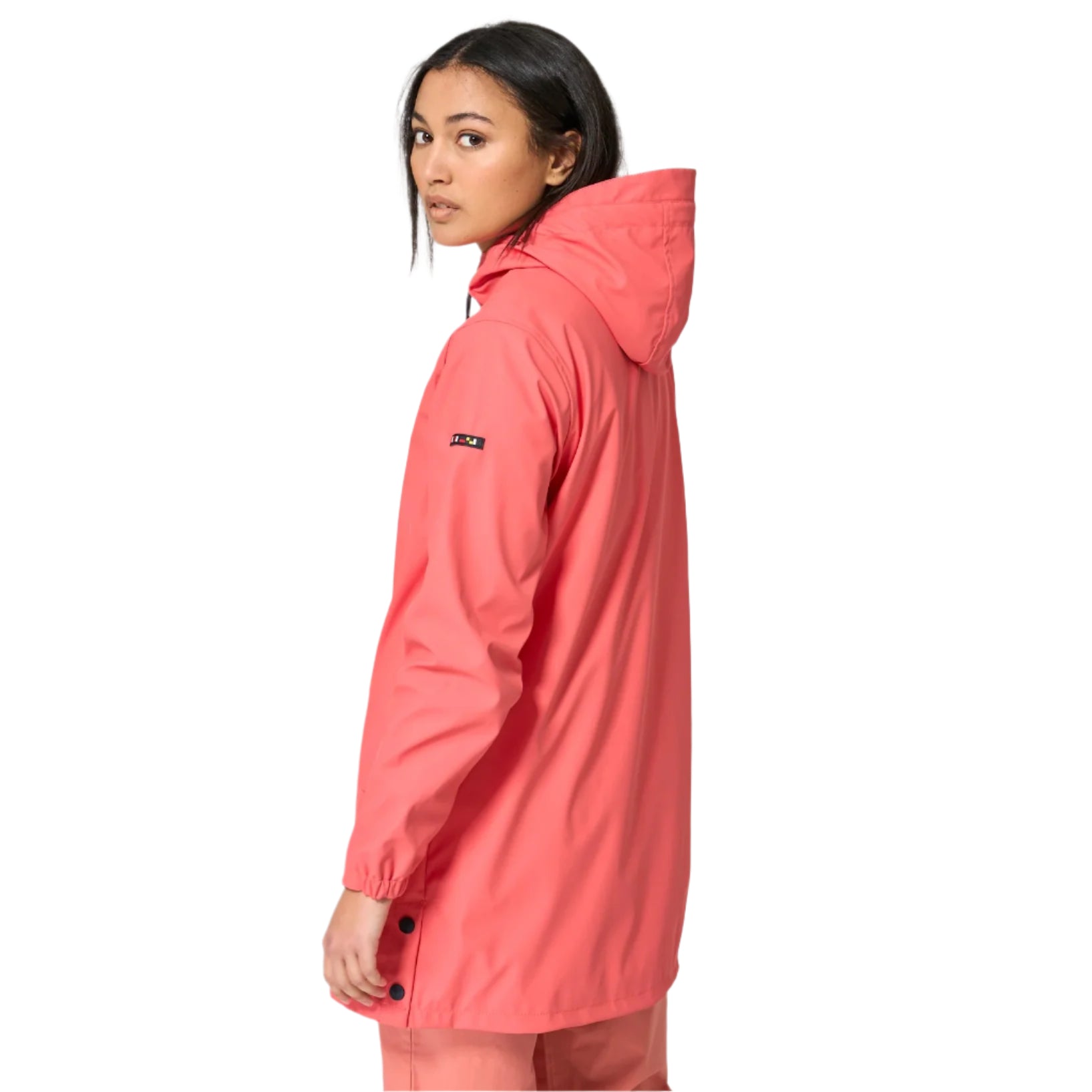 Raincoat with Striped Fleece Lining for Women - Coral