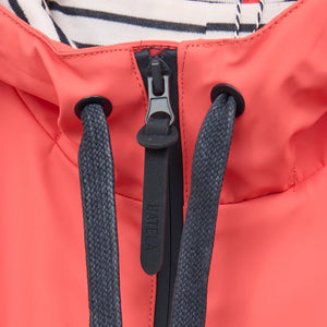 Raincoat with Striped Fleece Lining for Women - Coral