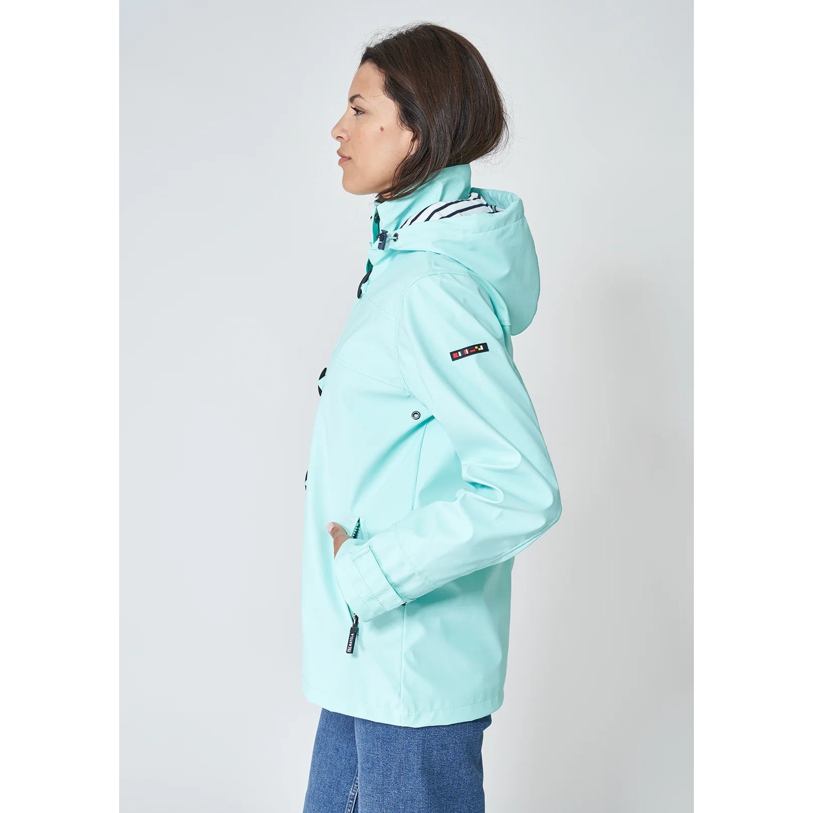 Nautical Raincoat with Striped Lining for Women