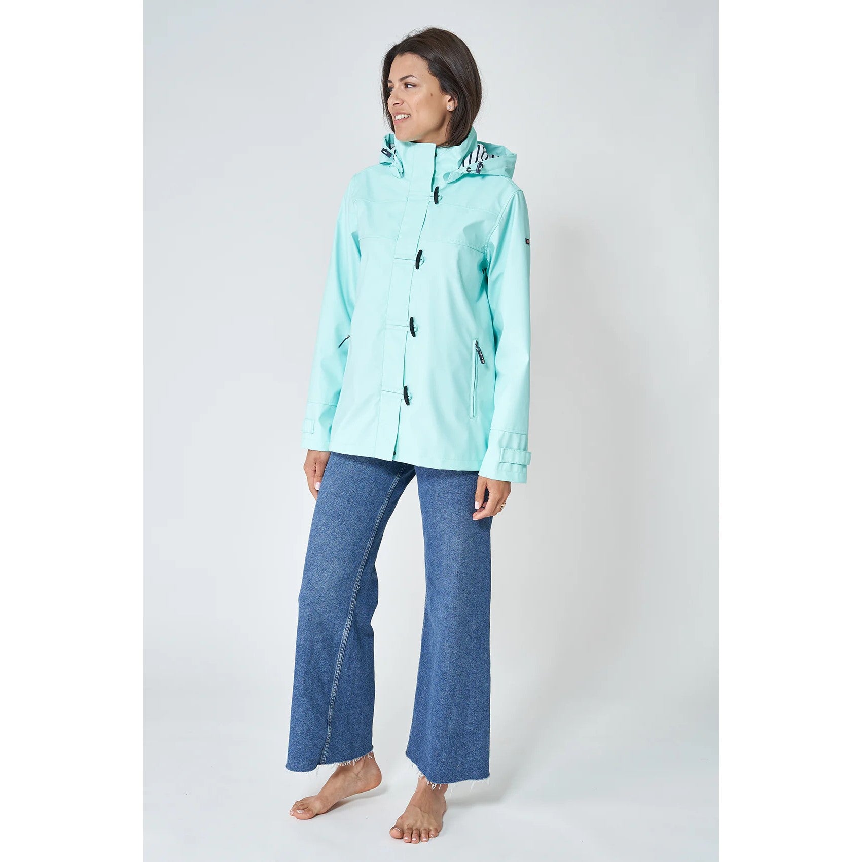 Nautical Raincoat with Striped Lining for Women