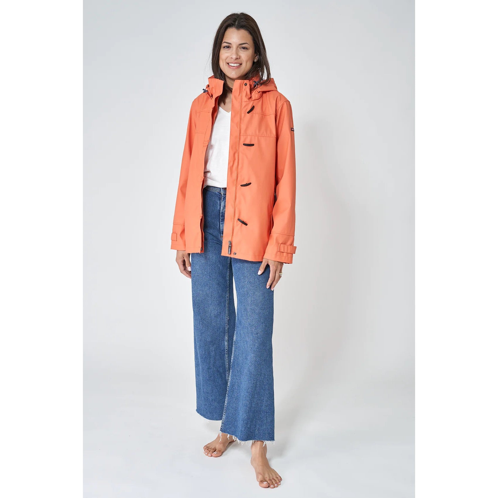 Nautical Raincoat with Striped Lining for Women