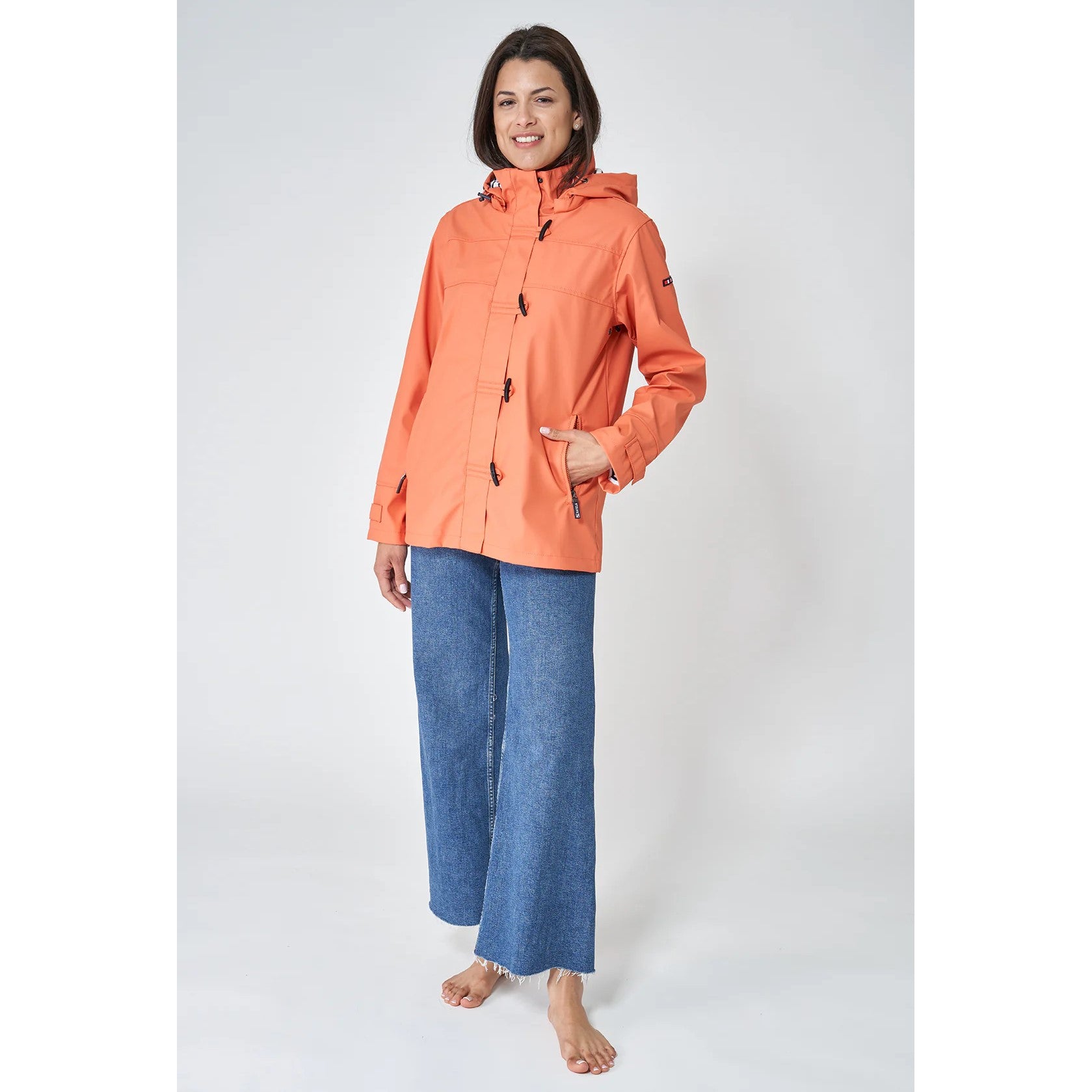 Nautical Raincoat with Striped Lining for Women