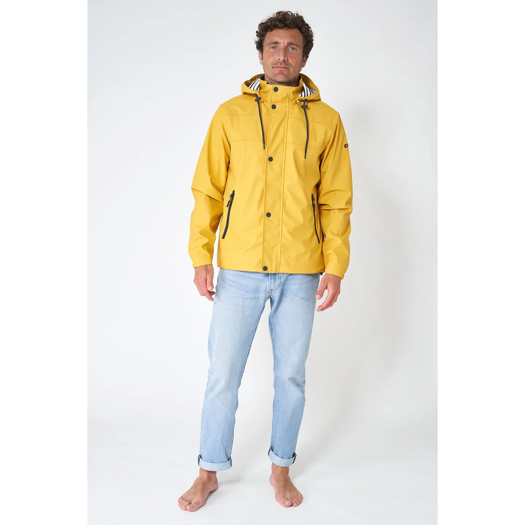 Raincoat with Striped Cotton Lining for Men