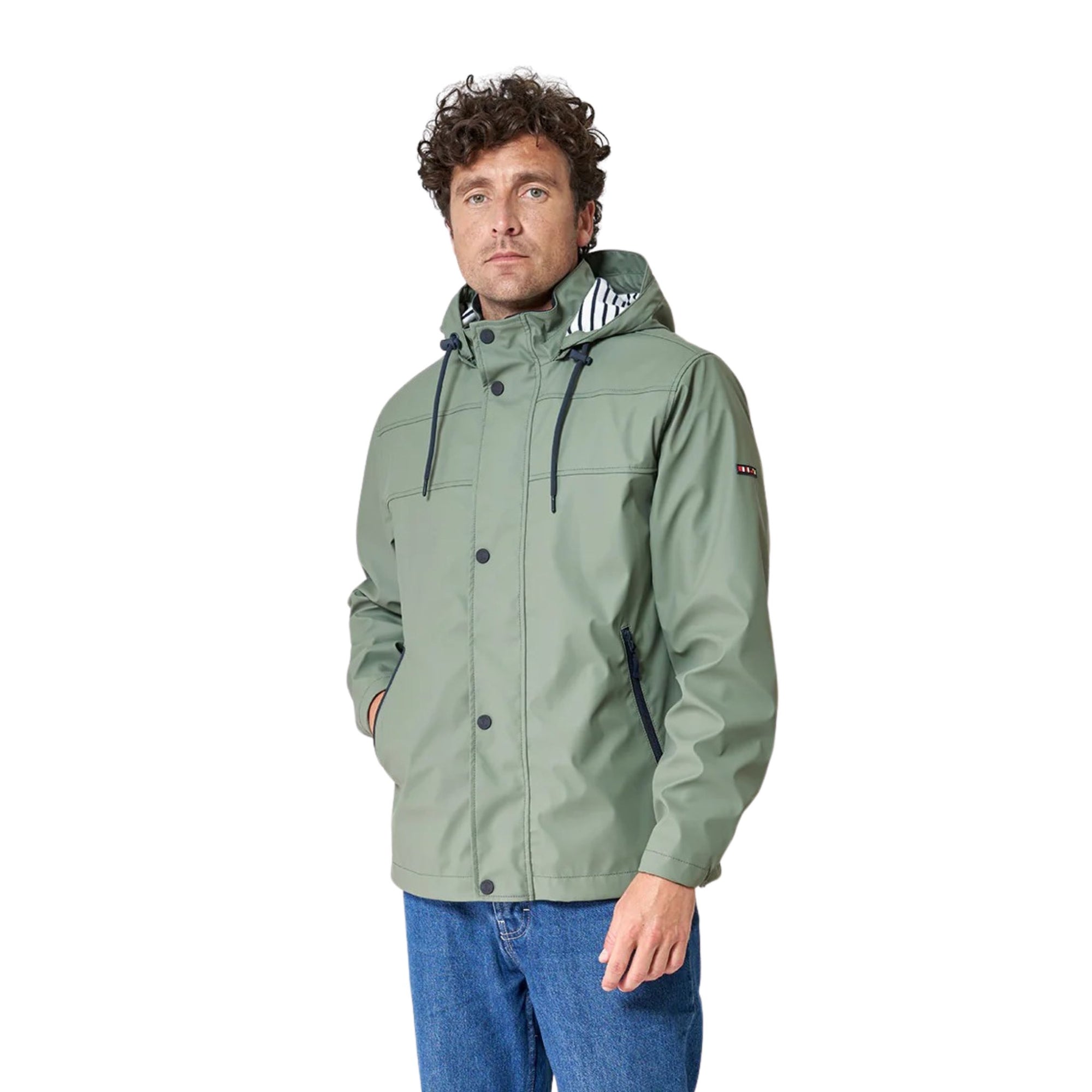 Raincoat with Striped Lining for Men