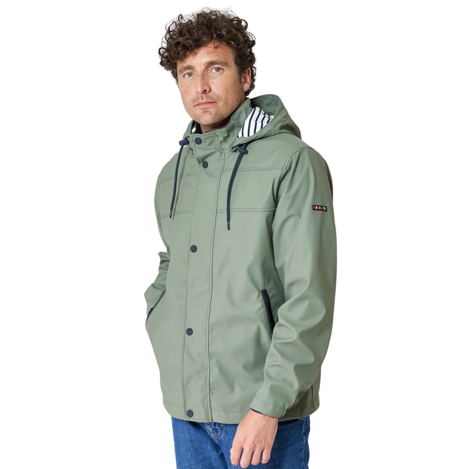 Raincoat with Striped Lining for Men