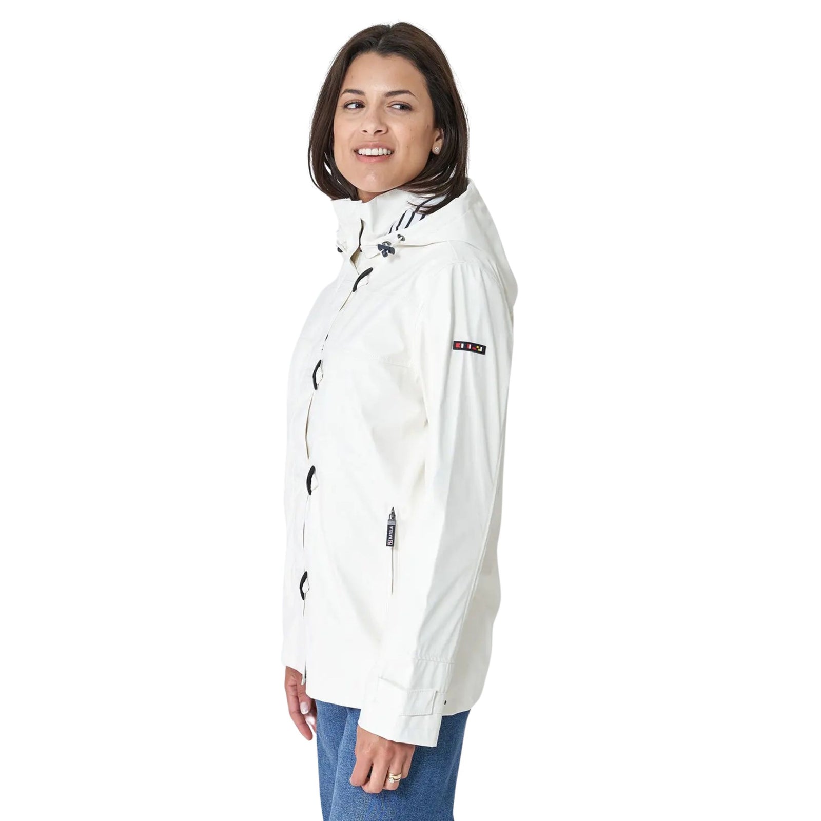Nautical Raincoat with Striped Lining for Women - S25