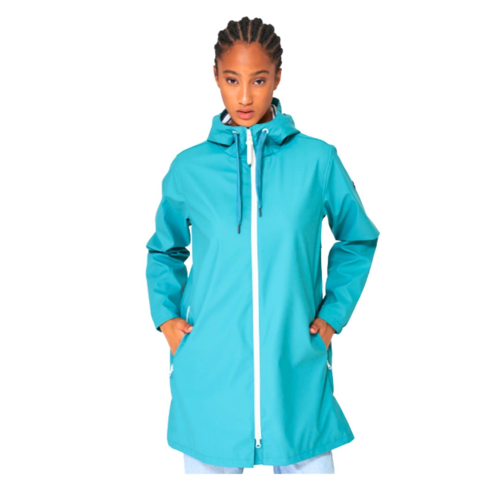 Long Raincoat with Zipper for Women