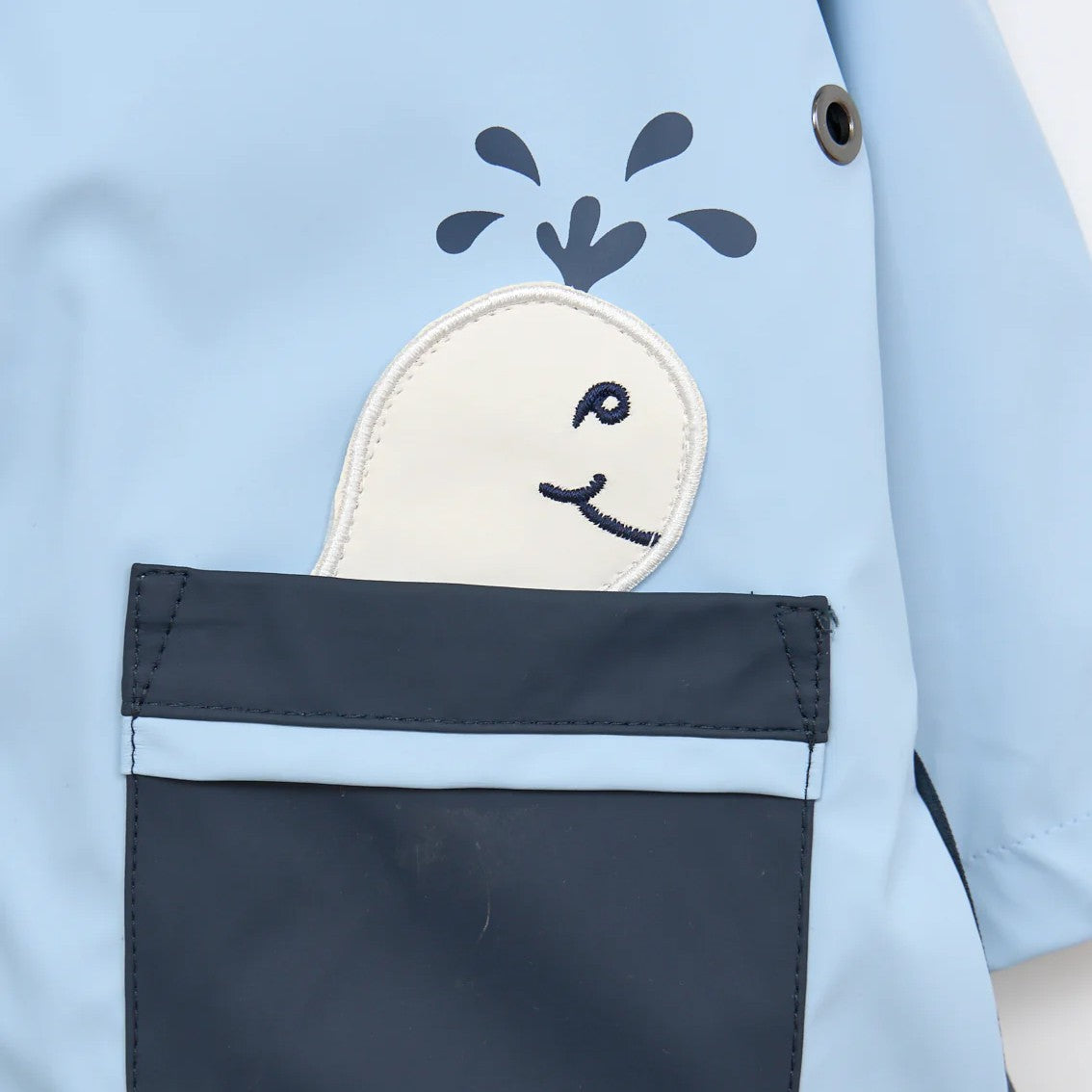 Babys Rain Jacket with Whale Pockets and Stripe Cotton Lining - S25