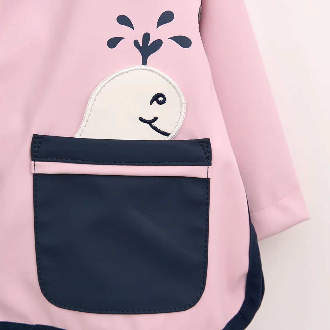 Babys Rain Jacket with Whale Pockets and Stripe Cotton Lining - S25
