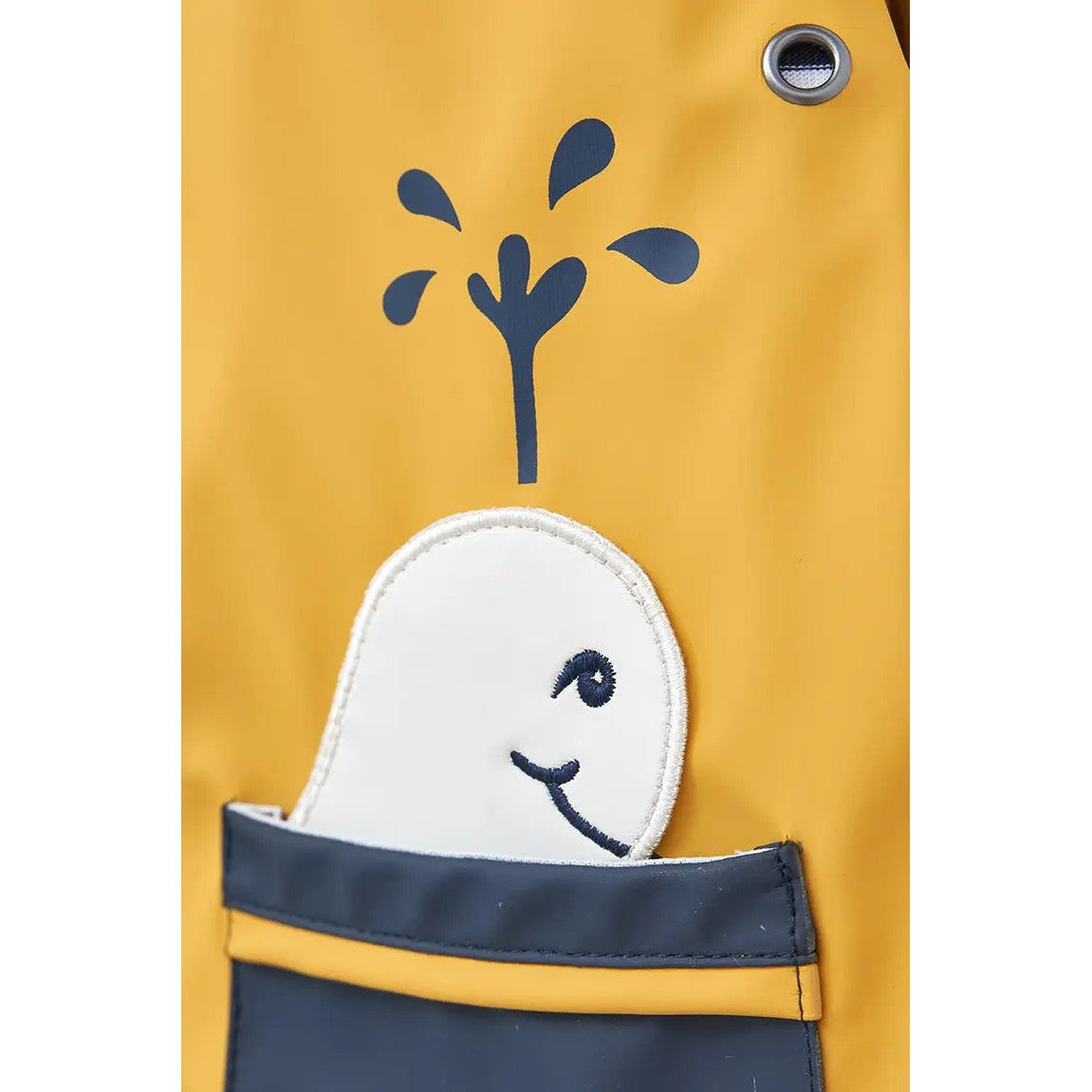 Babys Rain Jacket with Whale Pockets and Stripe Cotton Lining - S25