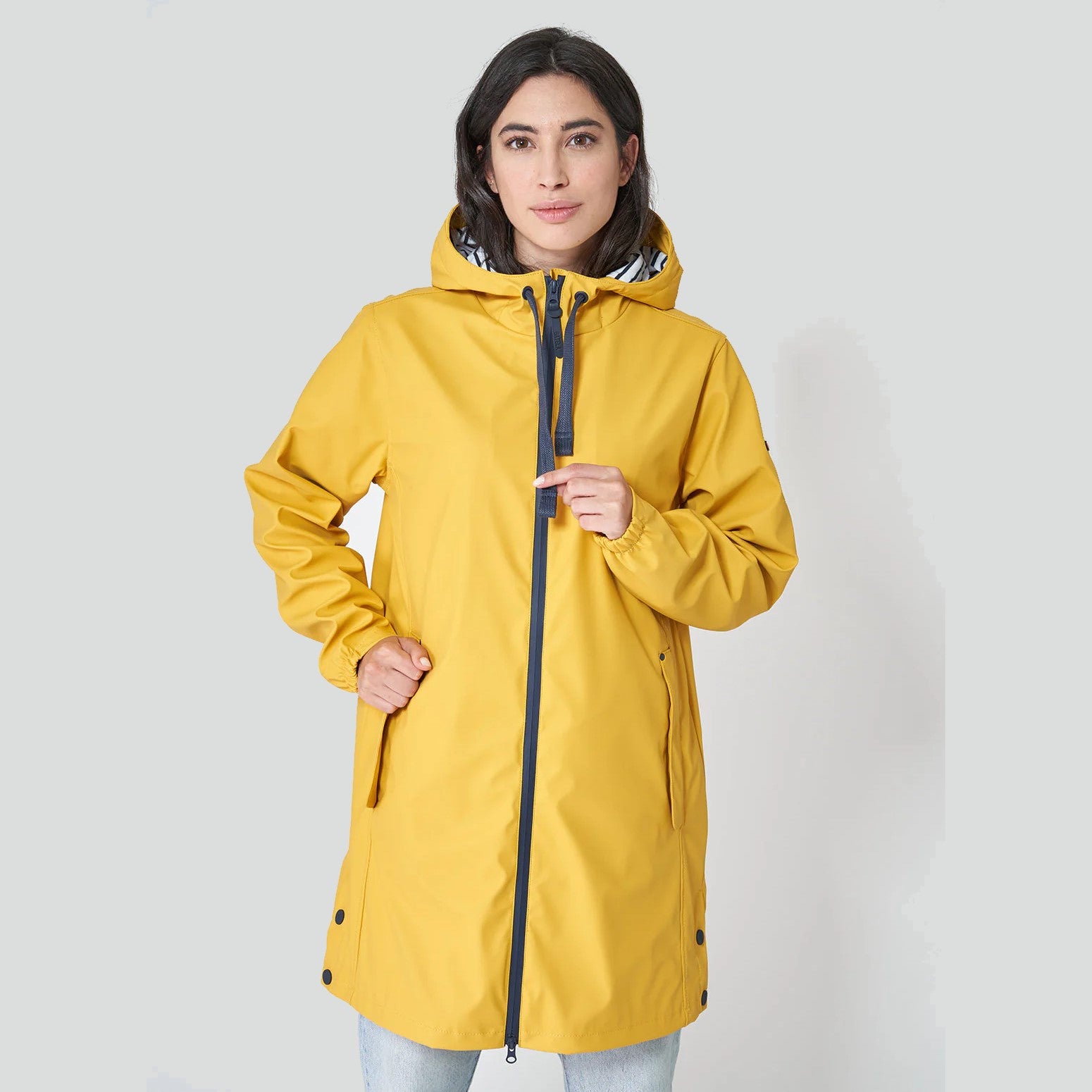 Raincoat with Striped Fleece Lining for Women