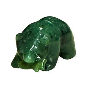 Jade Bear with Fish Figurine