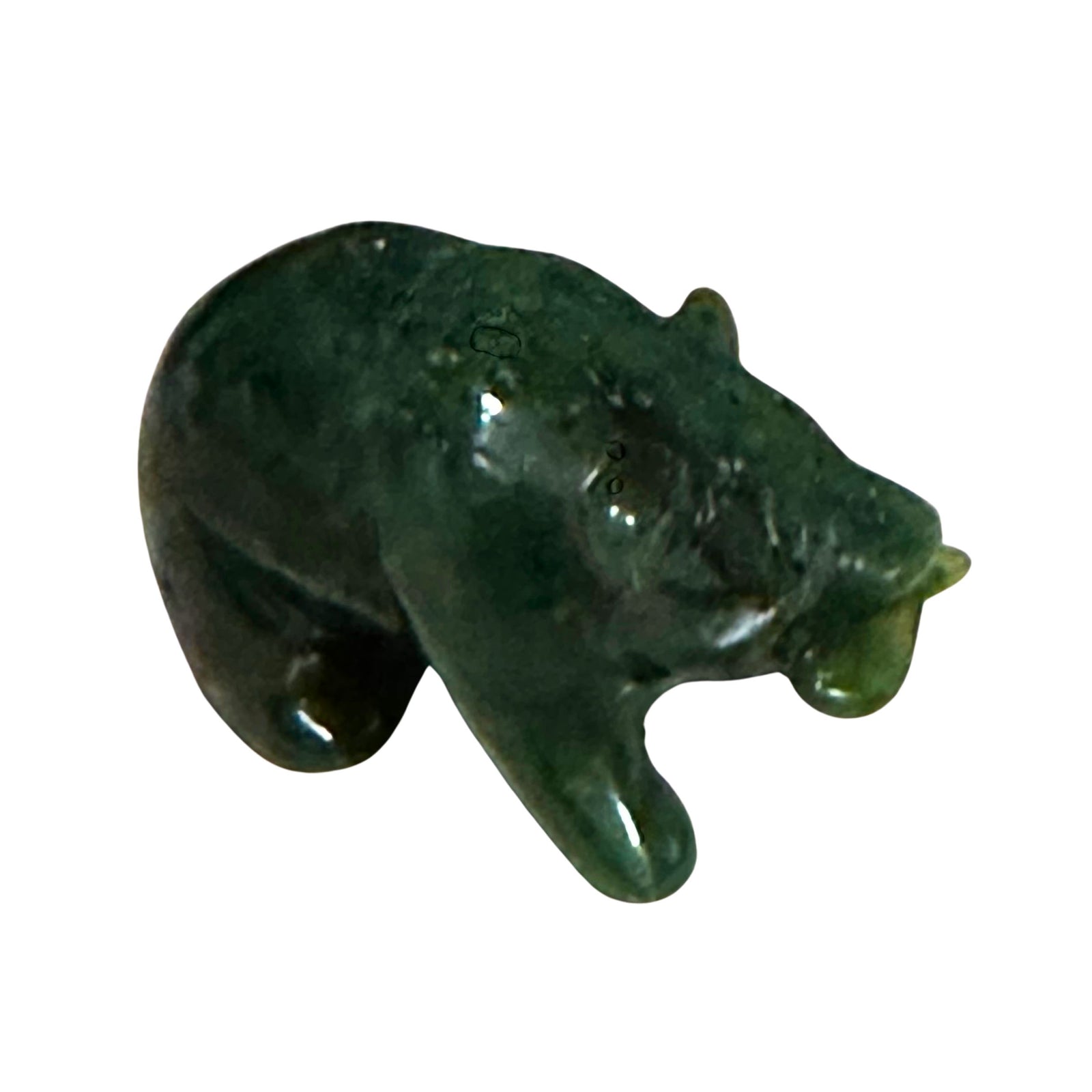 Jade Bear with Fish Figurine