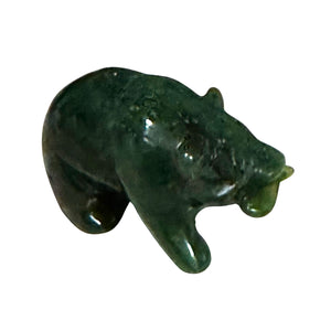 Jade Bear with Fish Figurine