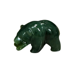 Jade Bear with Fish Figurine