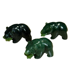 Jade Bear with Fish Figurine