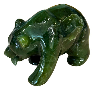 Jade Bear with Fish Figurine
