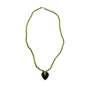 Jade Heart Necklace with 3mm beads