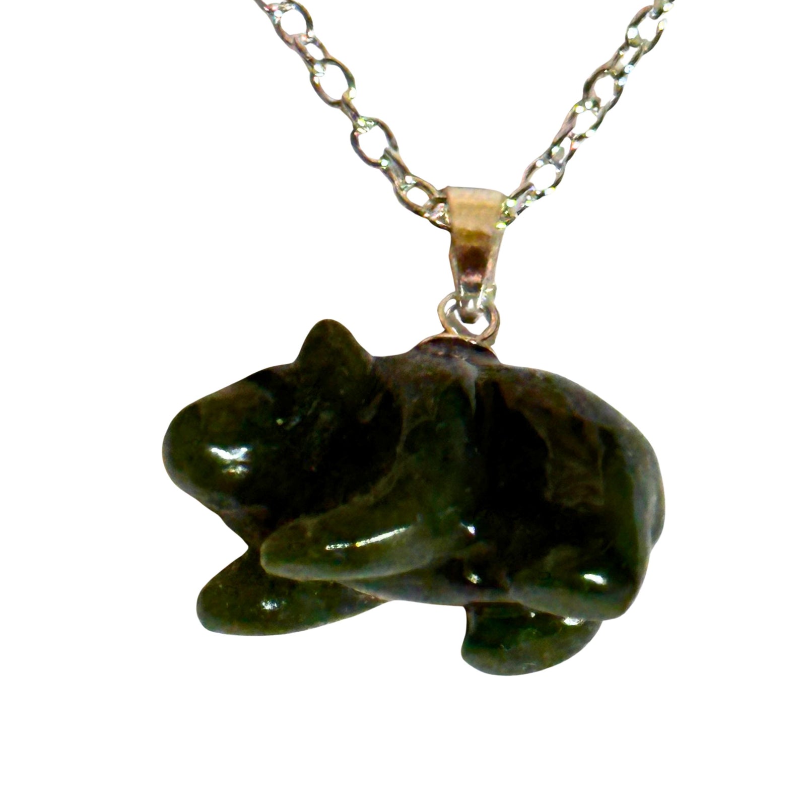 Jade 3D Bear Pendant with Chain