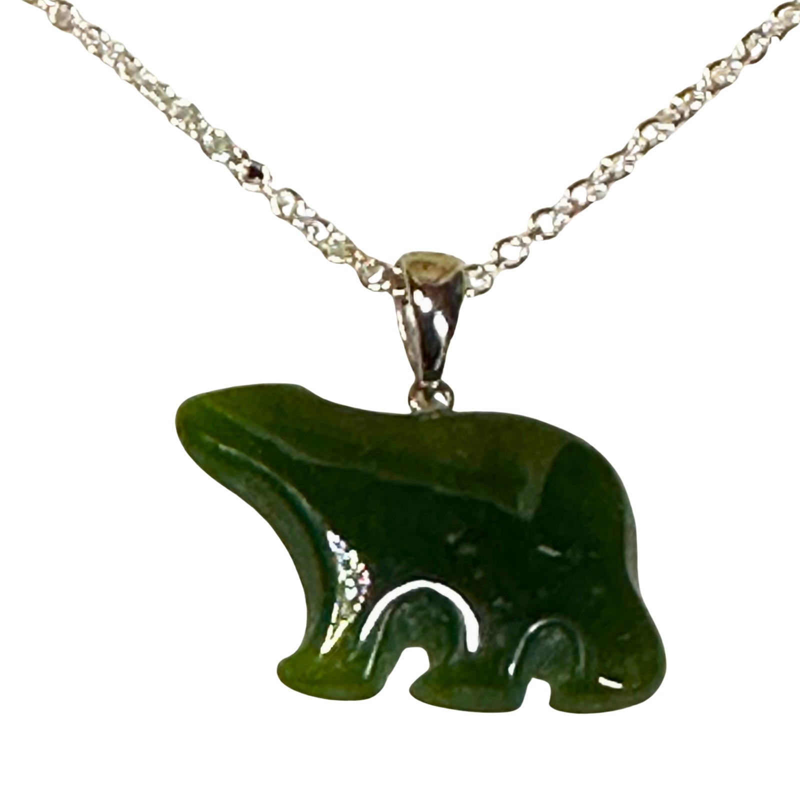 Jade Bear Pendant with Chain