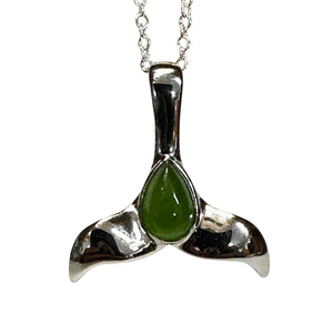 Jade Whale Tail Pendant with Chain