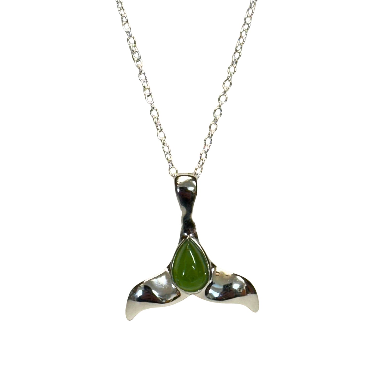 Jade Whale Tail Pendant with Chain