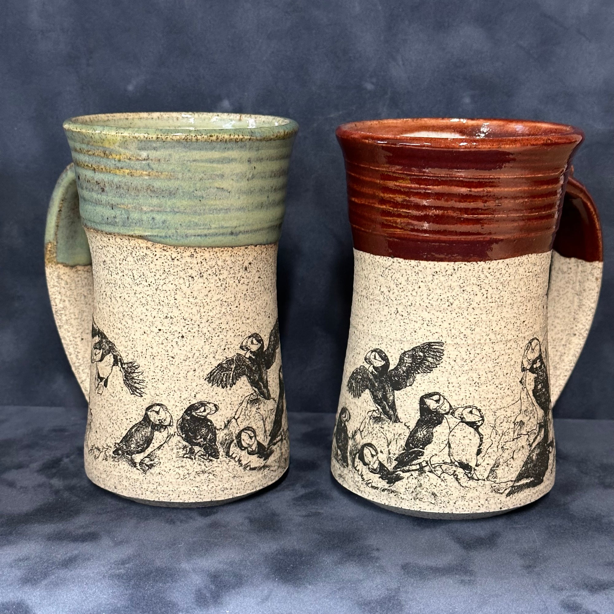 Stoneware Pottery Decal Mugs