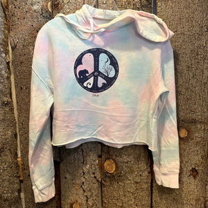 Peace Love Tye Dye Crop Hoodie