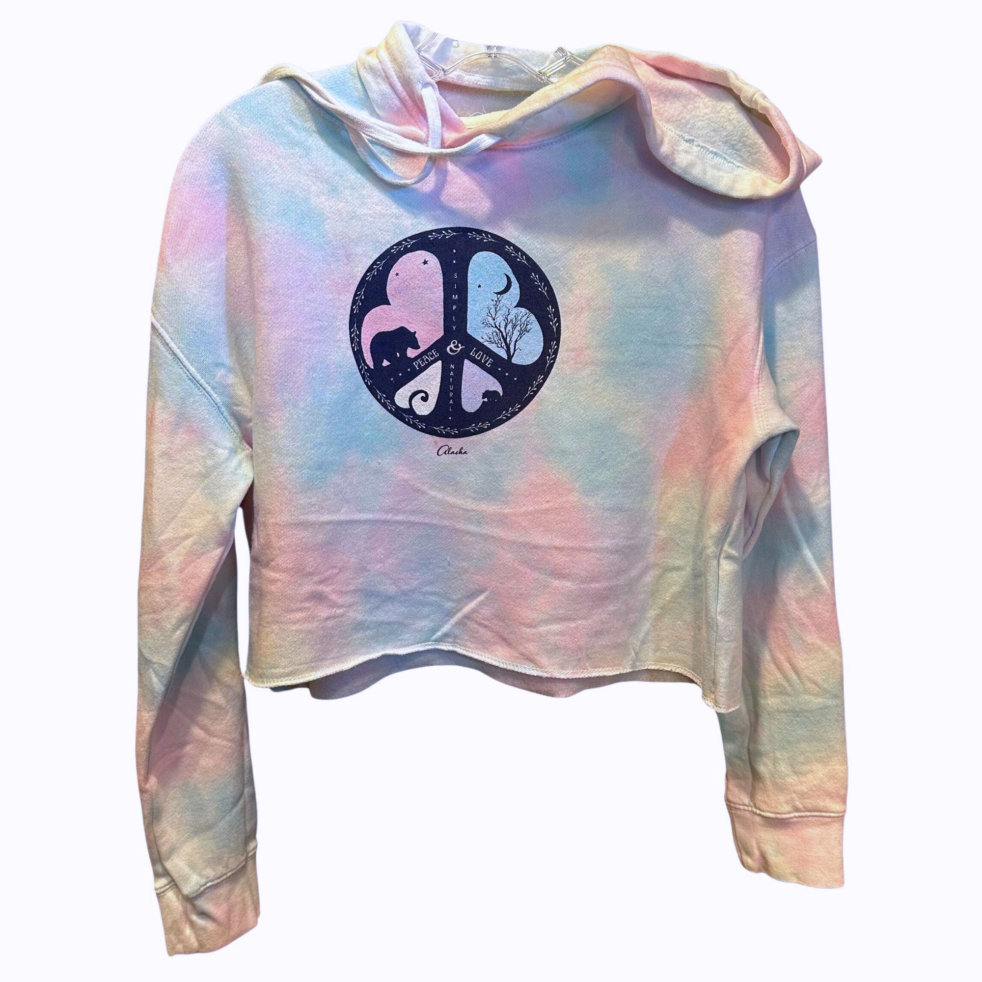 Peace Love Tye Dye Crop Hoodie