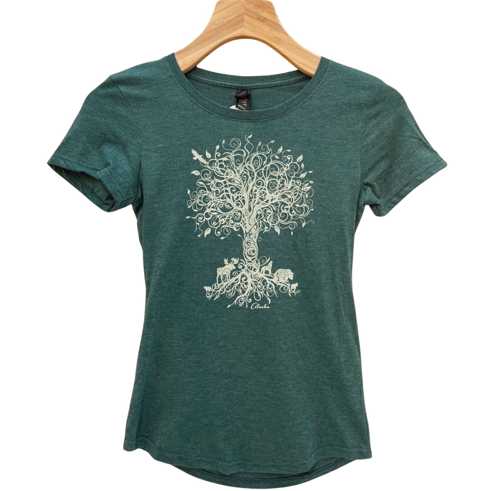 Yoga Tree Scoop Tee - Heather Green