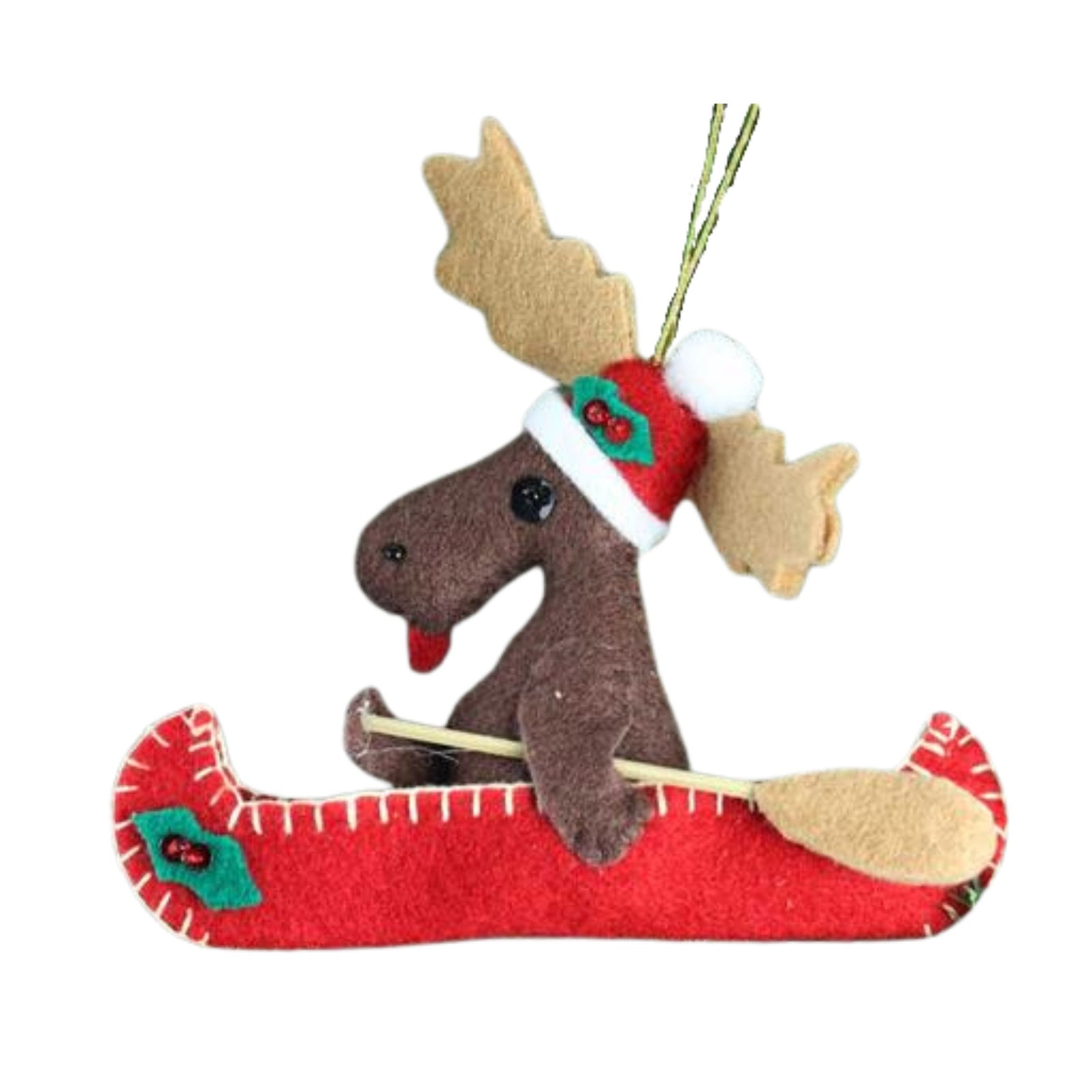 Moose Canoe Felt Ornament