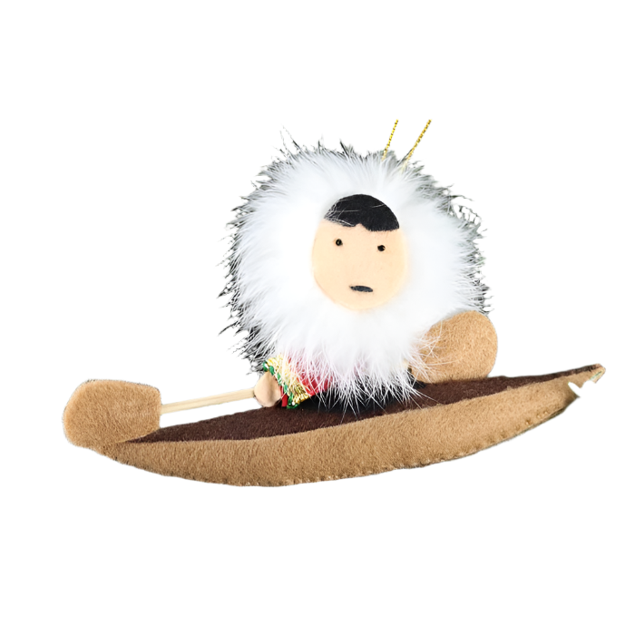 Eskimo in Kayak Felt Ornament