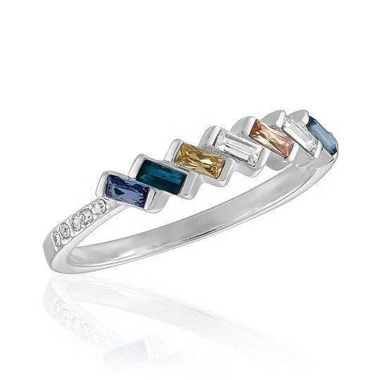 Slanted Multi Color Baguette Stack Ring
