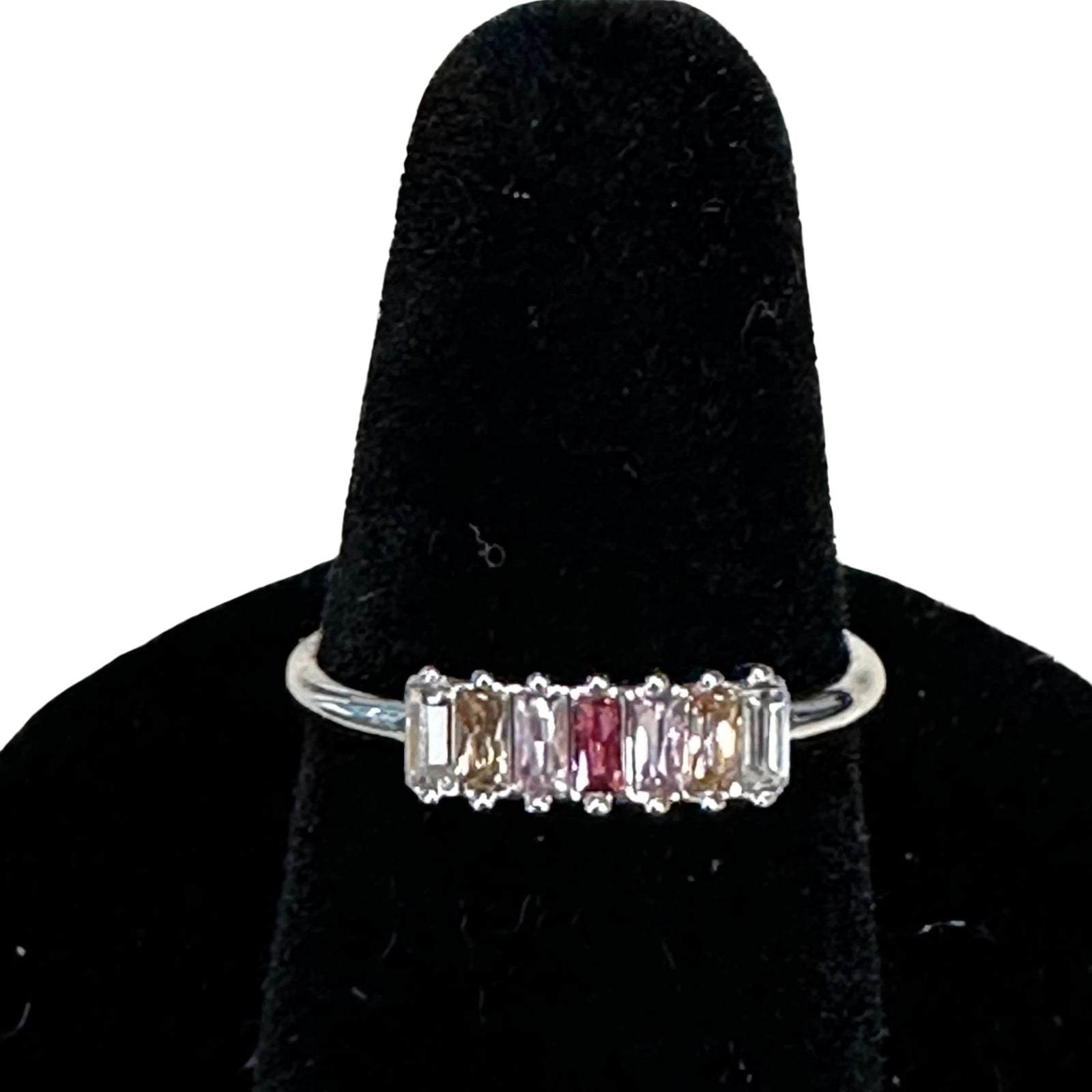 Vertical Pink Transitional Mini Baugette Stack Ring