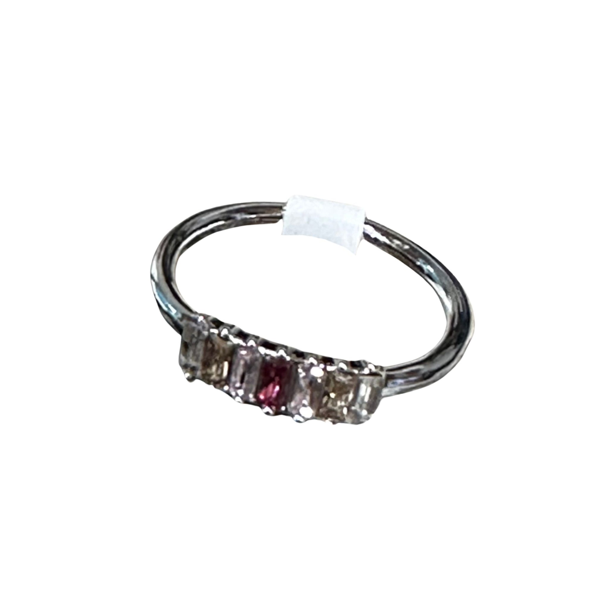 Vertical Pink Transitional Mini Baugette Stack Ring