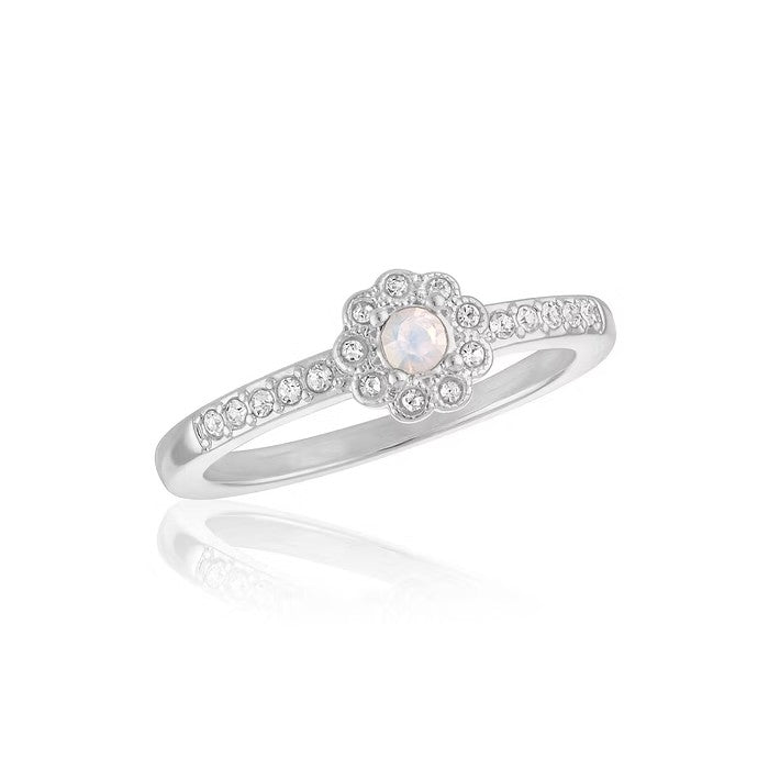 White Opal Flower Stack Ring