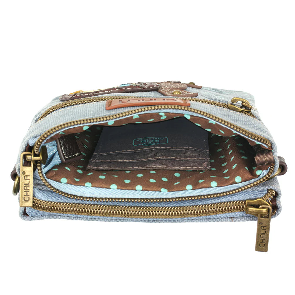 Turtle Double Pocket Canvas Crossbody