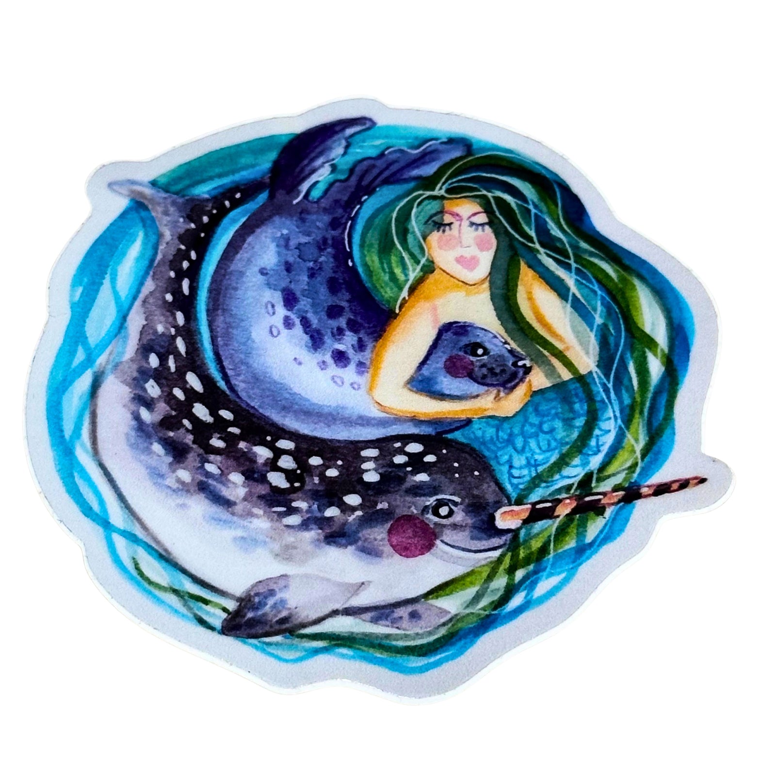 Mergirl with Seal and Narwhal Friends Sticker