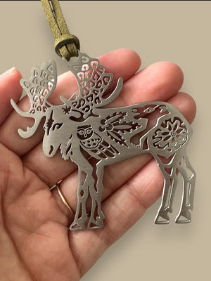 Alaskan Moose Stainless Steel Ornament