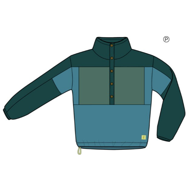 Encima Fleece Pullover for Women - Deep Ocean and Firefly
