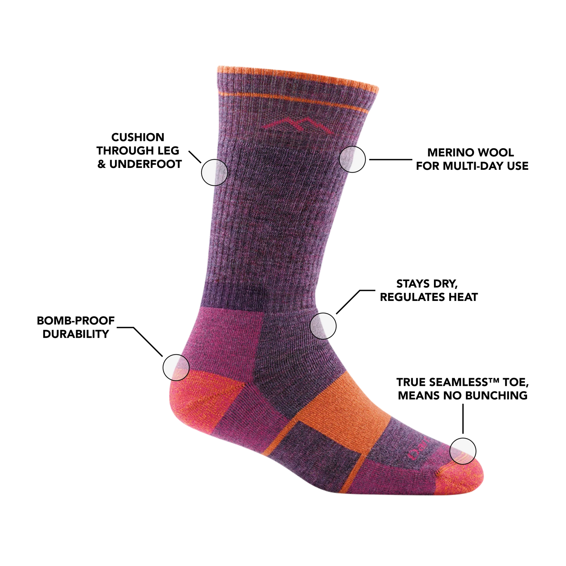 Hiker Boot Full Cushion Midweight Hiking Sock for Women - F25