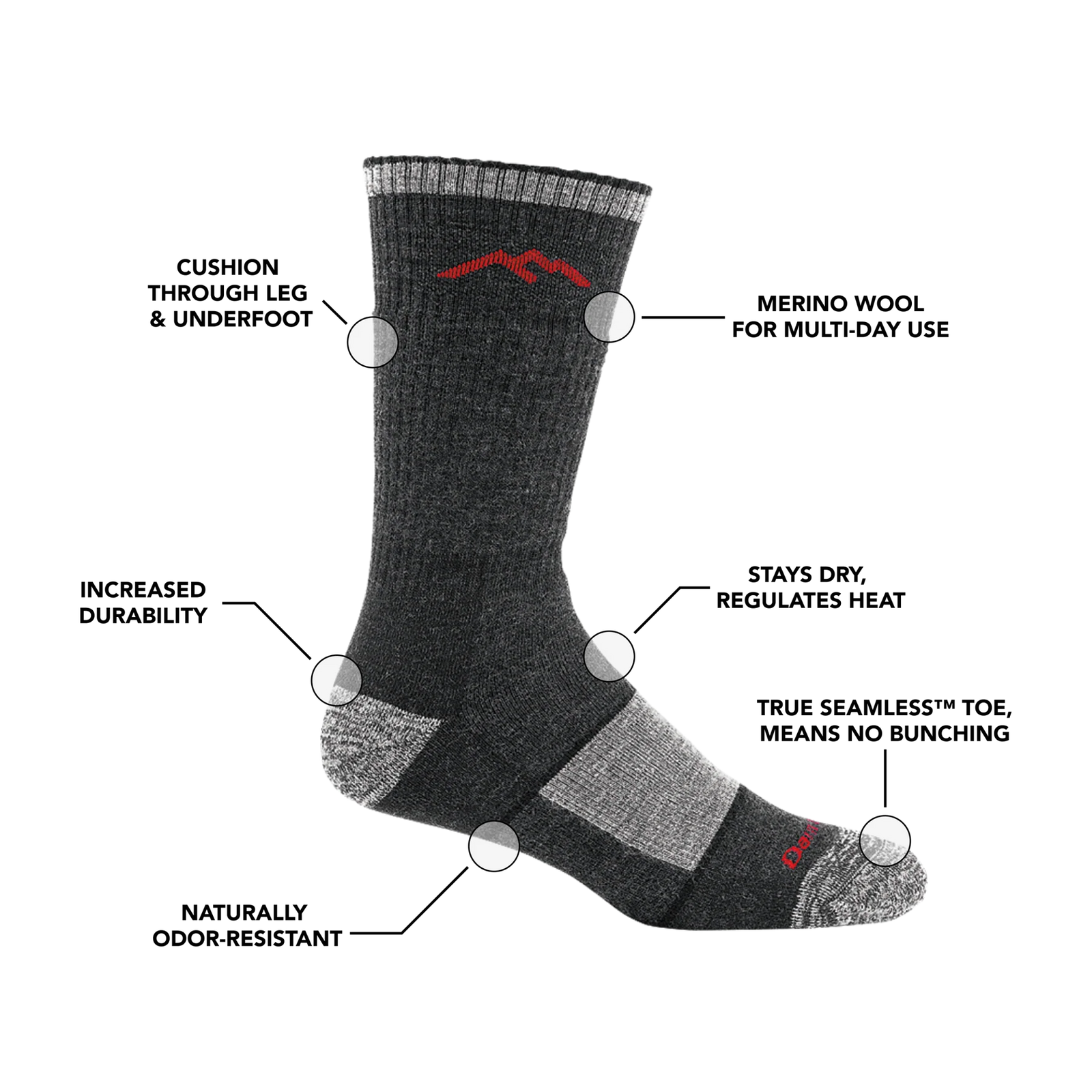Hiker Boot Full Cushion Midweight Hiking Sock for Men - Black