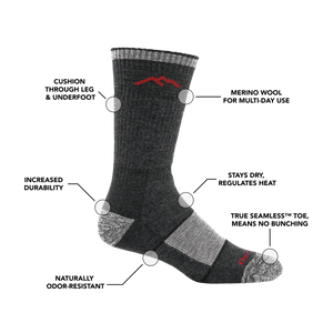 Hiker Boot Full Cushion Midweight Hiking Sock for Men - Black