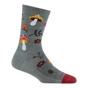 Shroom Bloom Crew LW Lifestyle Socks for Women - Seafoam