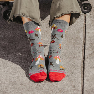 Shroom Bloom Crew LW Lifestyle Socks for Women - Seafoam