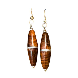 Seed Shape Earring with Sterling Silver Stripe