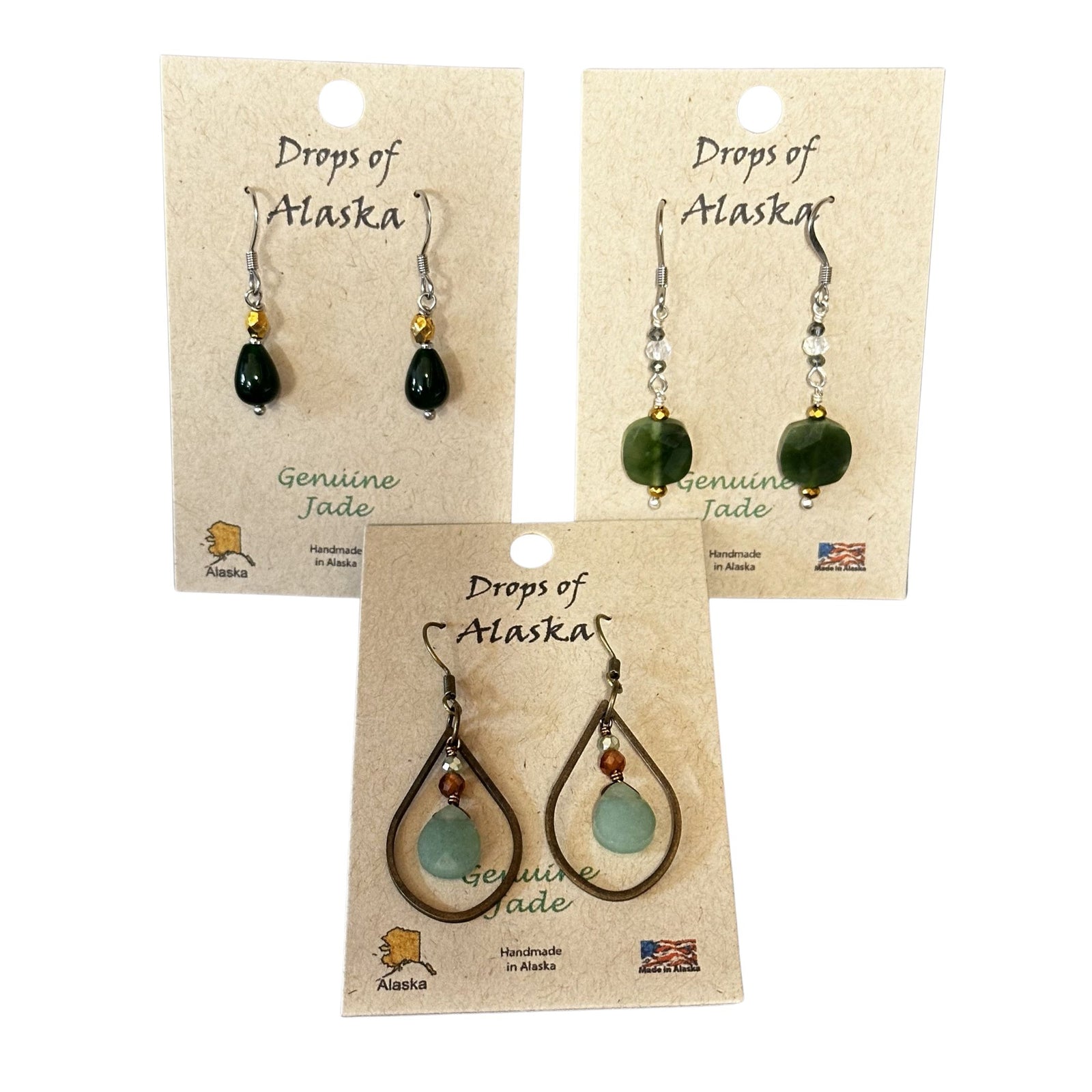 Memory Drops of AK Earring Pair - Nephrite Jade