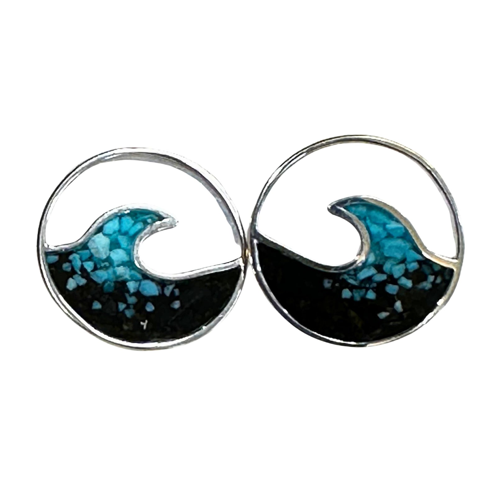 Cresting Wave Stud Earrings - Turquoise Gradient